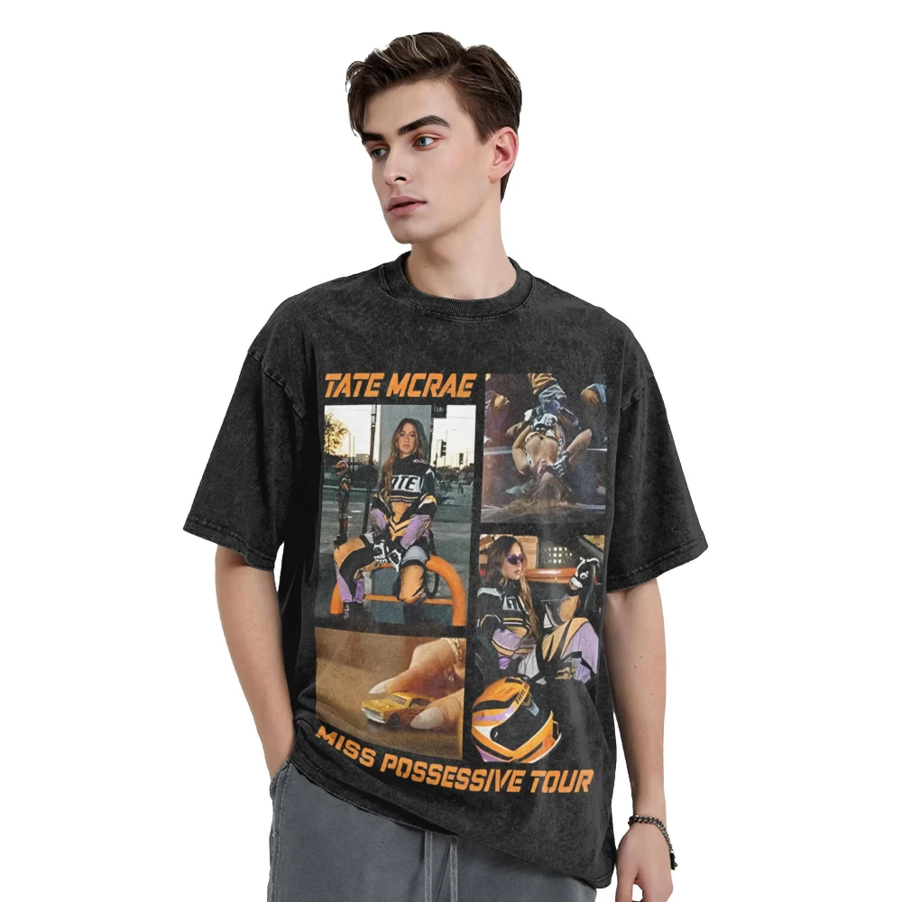 

Tate McRae Miss Possessive Tour Washed Cotton T Shirt Streetwear Hip Hop Casual T-Shirt Tee Top Men Women Cotton Harajuku Summer