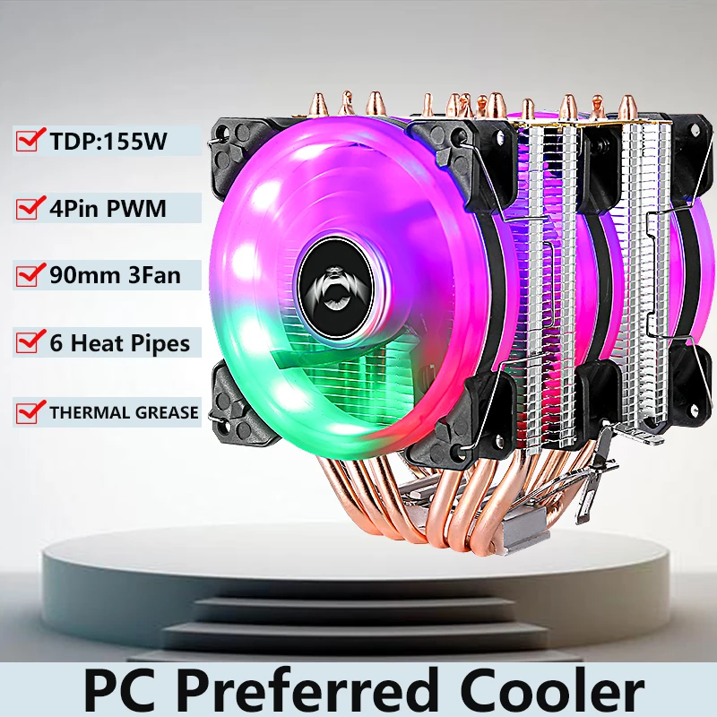 

QIUzAim Radiator Fan 6 Heat Pipe PC Twin Towers Cooler Rapid Cooling Installing LGA2011 x79 x99 E5 AMD 115x 1200 1700 1366 i5 i7