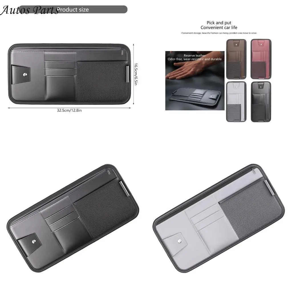 57BA تخزين Sunshade متعدد الاستخدامات تنظيم حاملي الطراز الشمسي Compact Car Sunshade تنظيم مع جيوب متعددة للبند #1