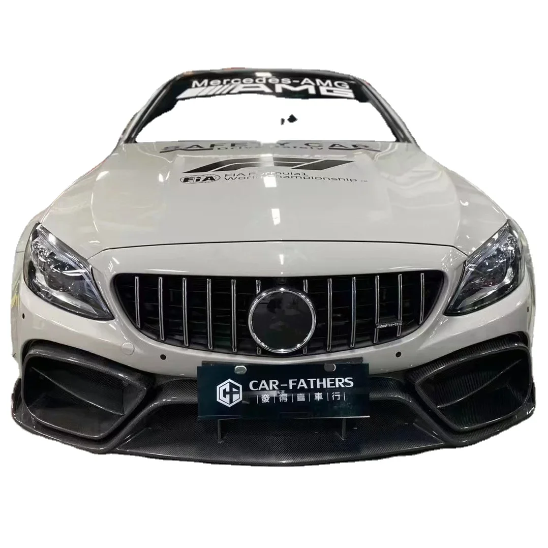 for Mercedes W205 C63 Coupe Body Kit W205 C63 Upgraded IMP Style Carbon Fiber front and rear bumper side skirt spoilers