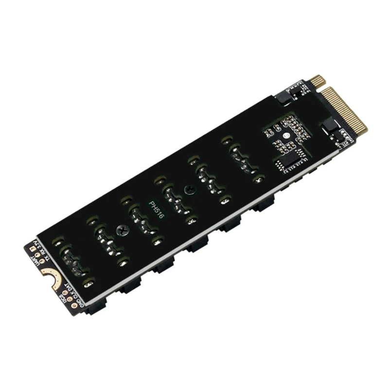 M2 M-key PCIE 3.0 to Adapter Card 6 Port Controller Expansion Card