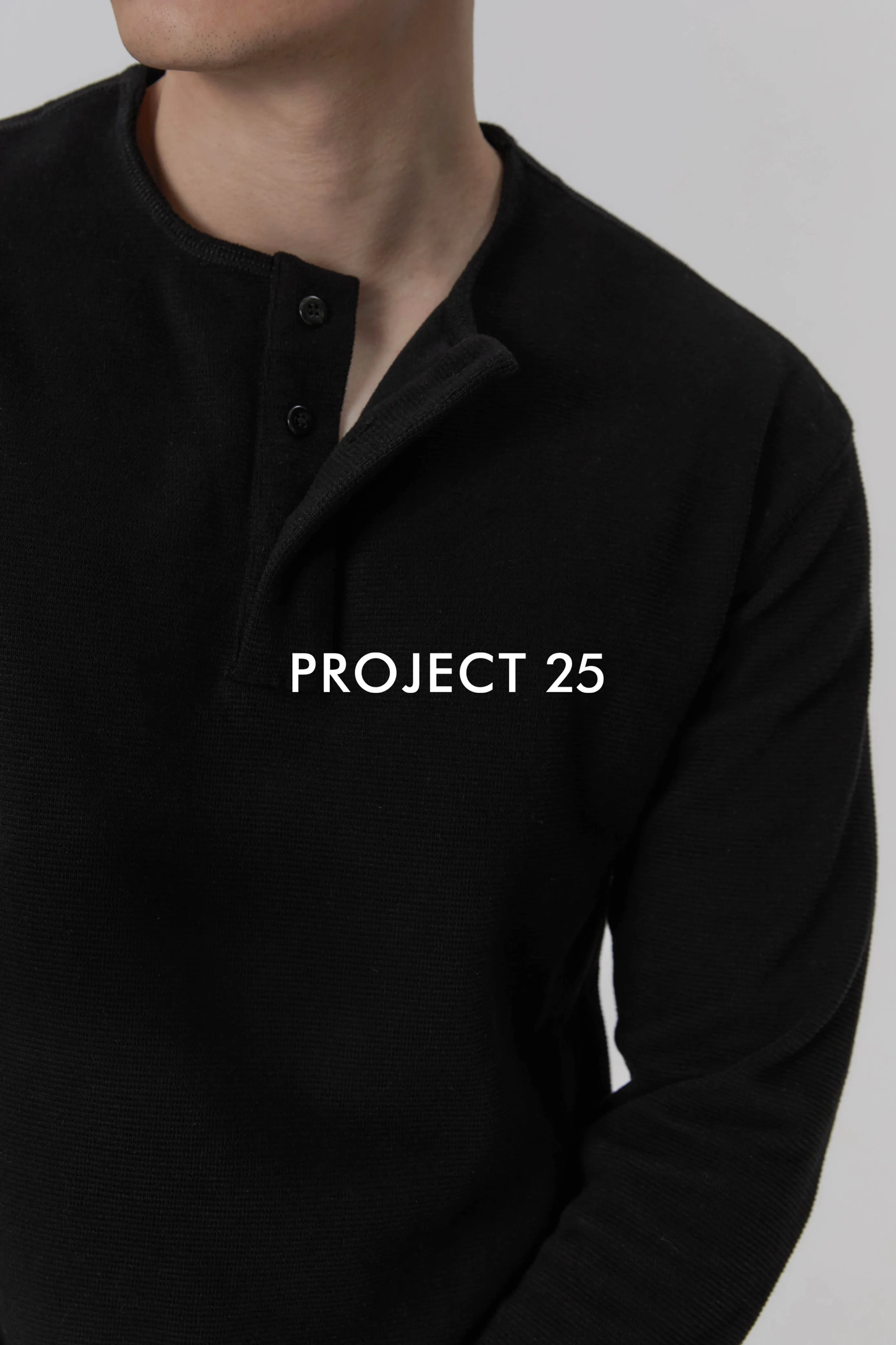 PROJECT 25 Men's Minimalist Henley Long-Sleeve – Mother-of-Pearl Buttons, Relaxed Fit, Casual Commuter Base Layer