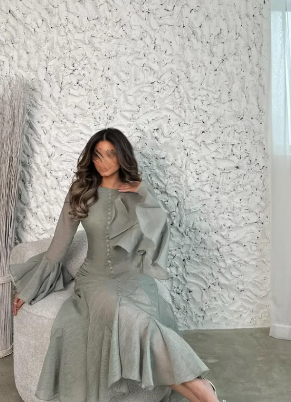 تخصيص جودة عالية طول الكاحل زر كامل الأكمام سستة المرأة اللباس س الرقبة رداء Cérémonie فام 	 فيستدوس دي فيرانو 2025