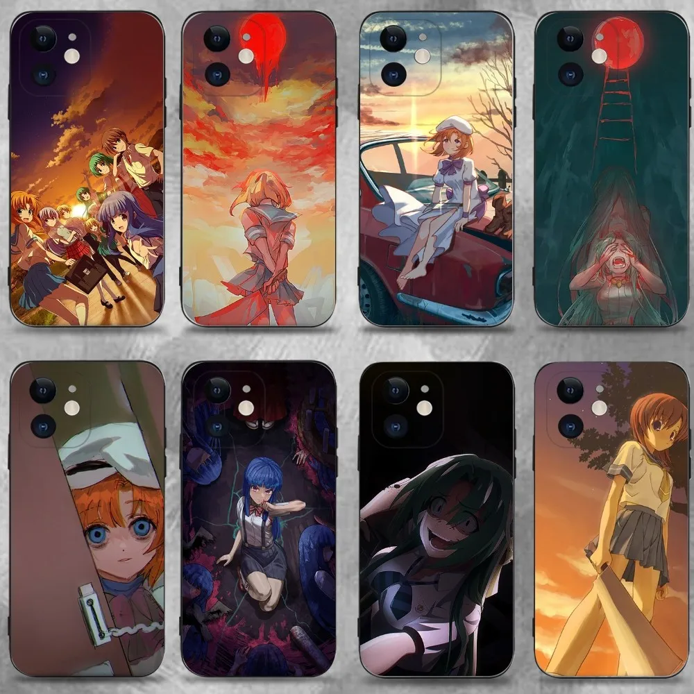 

H-Higurashi When They C-Cry Phone Case For iPhone 16,15,14,13,12,11 Plus,Pro Max,XS,X,XR,SE,Mini,8,7,Soft Silicone Black Cover
