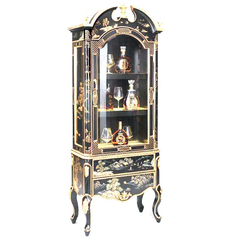American light luxury solid wood wine cabinet glass black blue and white single door wine cabinet dining side display cabinet st