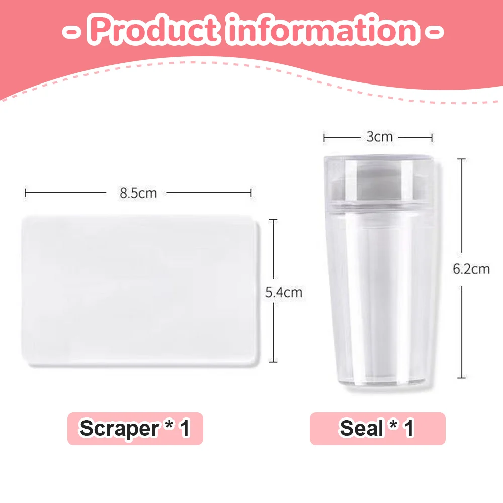 Transparent Nail Stamper With Scraper 2pcs Jelly Silicone Stamp For French Nails Manicuring Kits Nail Art Stamping Tool Set