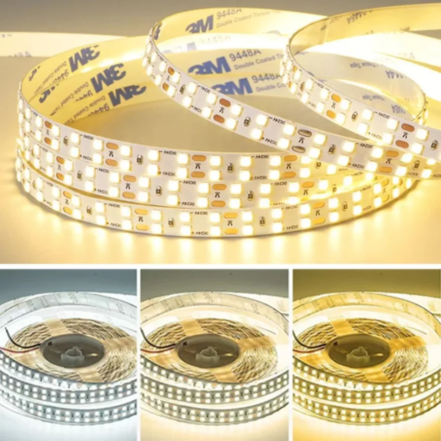 10~0.5m Double Row SMD 2835 LED Strip 240LEDs/M AC220V DC24V Flexible Cuttable Soft Lamp Warm/Neutral/White Light Decor Light