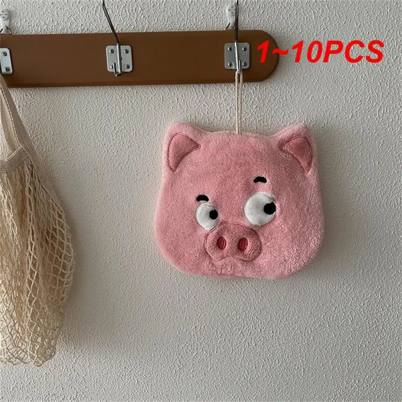 1~10PCS Hangable Towel Lovely No Shedding Durable Gentle Convenient Suspension Design Piggy Pattern Towel