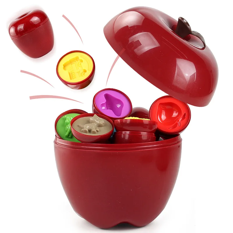 Boîte de rangement en forme de pomme, jouet de développement cognitif d'apprentissage précoce, couleur et forme assorties, jouet d'œuf intelligent pour enfants