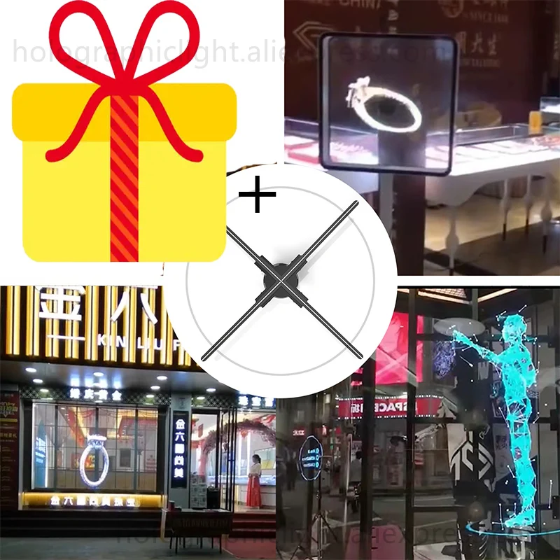 

Wifi 3d Hologram projector fan 3D Display Advertising LED Sign 100cm Holographic Lamp Advertising Display Logo Projector