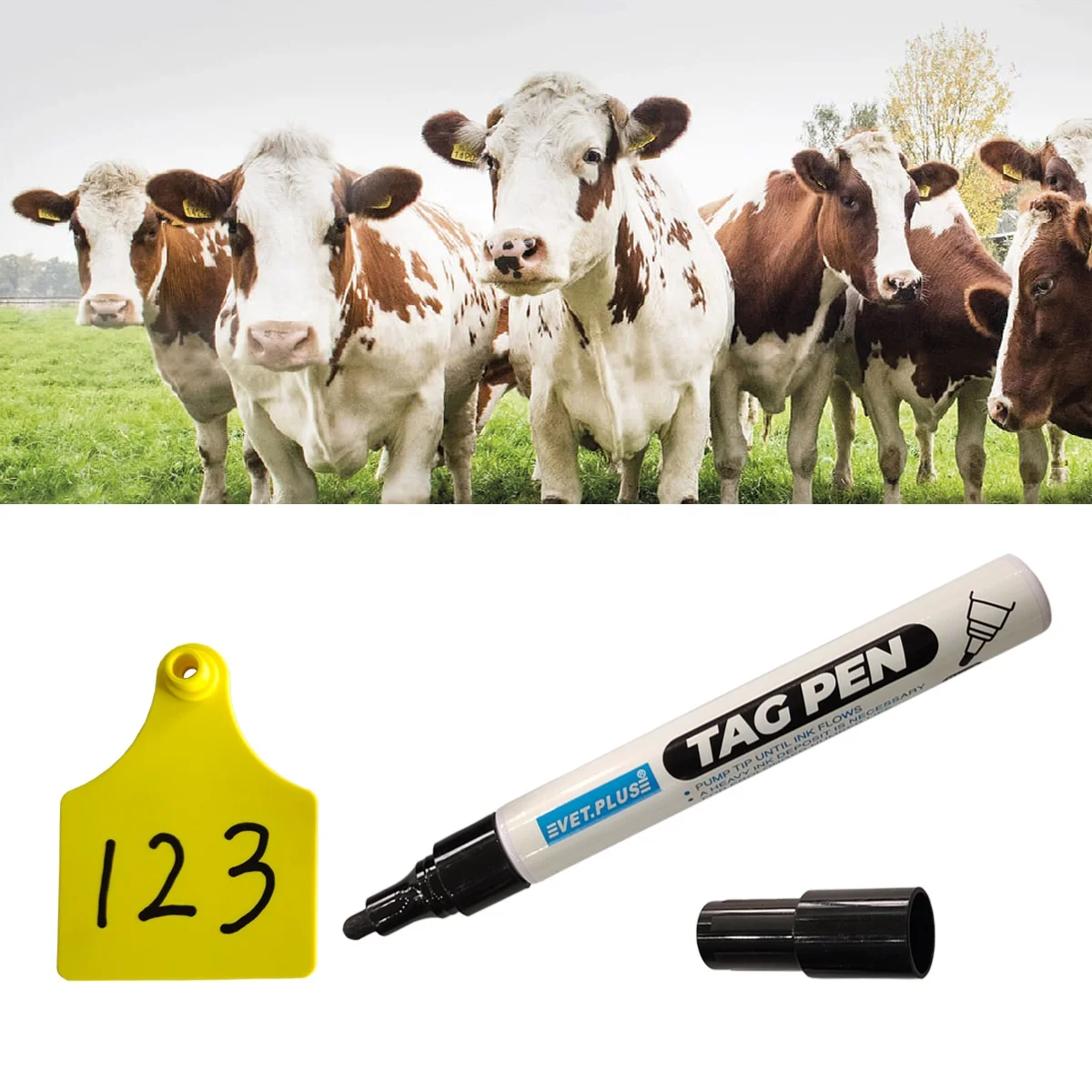 قلم علامة أذن مقاوم للماء ، اختراق قوي ، حبر أسود ، علامات دائمة محمولة للأغنام والخنازير والأبقار