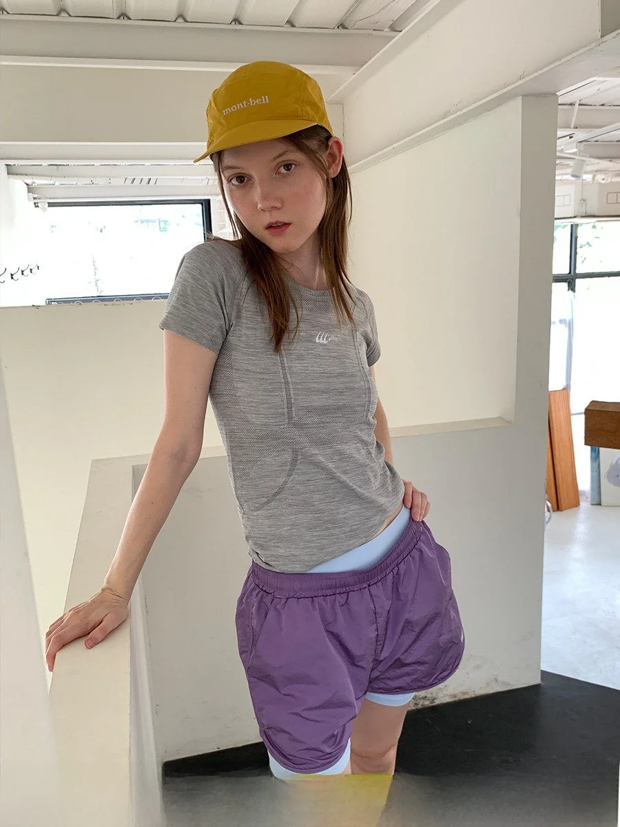 Quick Dry Slim Fit Short Sleeve Yoga T-Shirt Women's Summer Fitness Running Breathable round Neck Casual Style Square Houlest