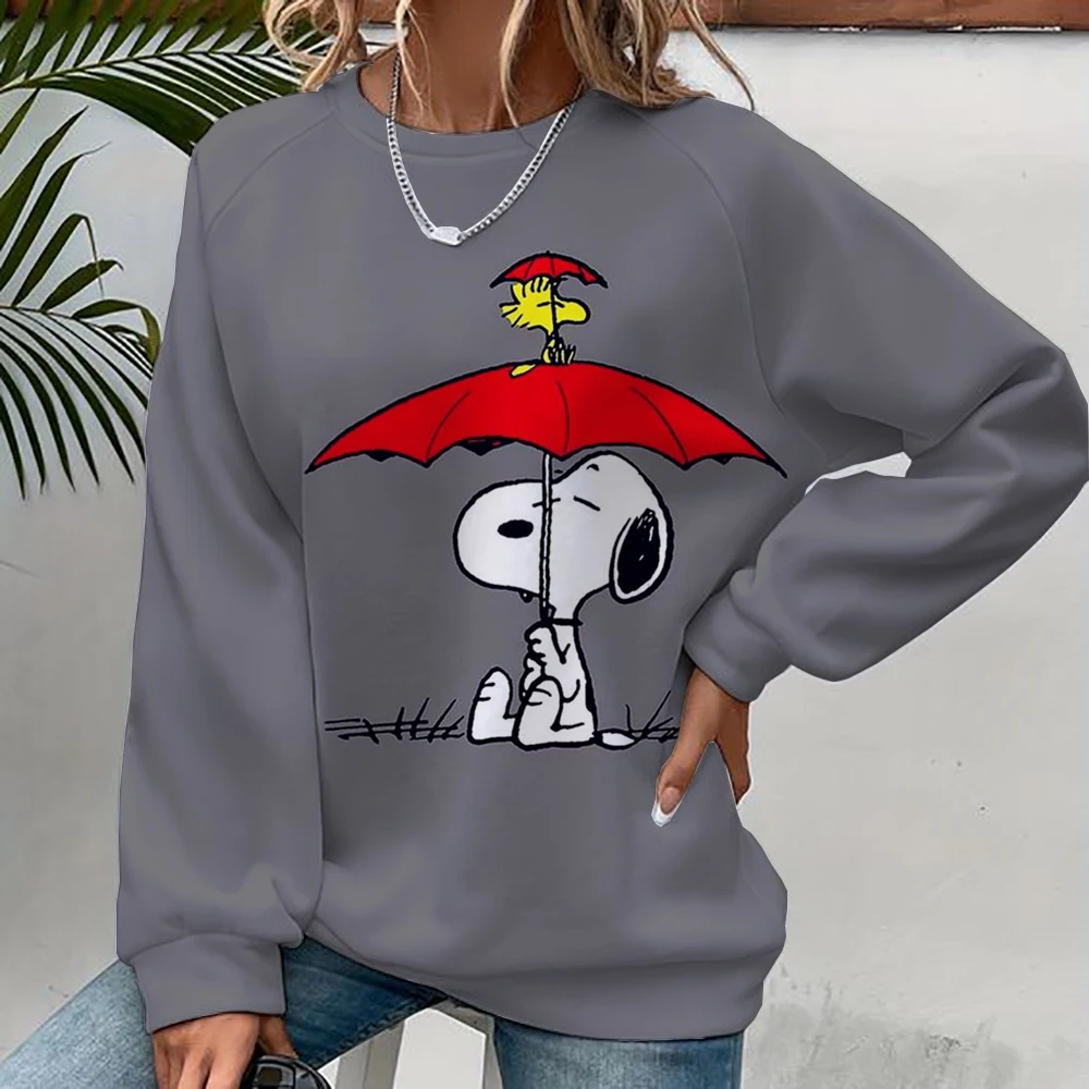 Snoopy Cartoon Anime Women\'s Hoodie Spring and Autumn Edition Women\'s Round Neck Hoodie 2024 New Casual Couple Sportswear Top