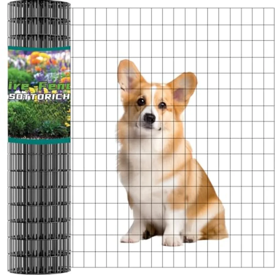 

Металлическая проволочная сетка 24 дюйма x 50 футов, 2x3, 16GA, черная, с ПВХ-покрытием, для сада, ограждения двора, рулон, с виниловым покрытием