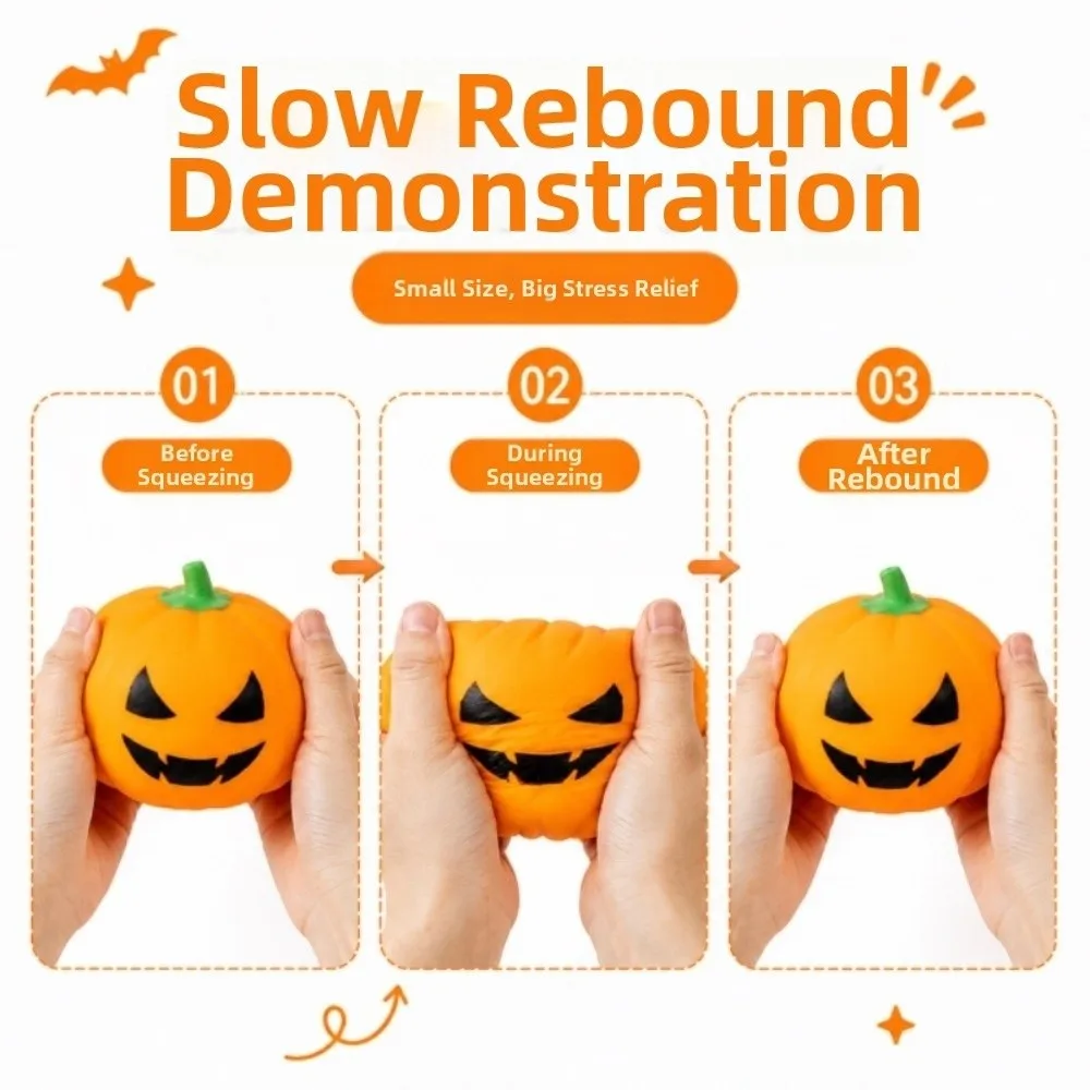 Fidget Slow-rebound Ultra-Elastic Pumpkin Squishy Sticky-Free Cute Soft Squeeze Ball Soft Stretchable TPR Novelty Halloween