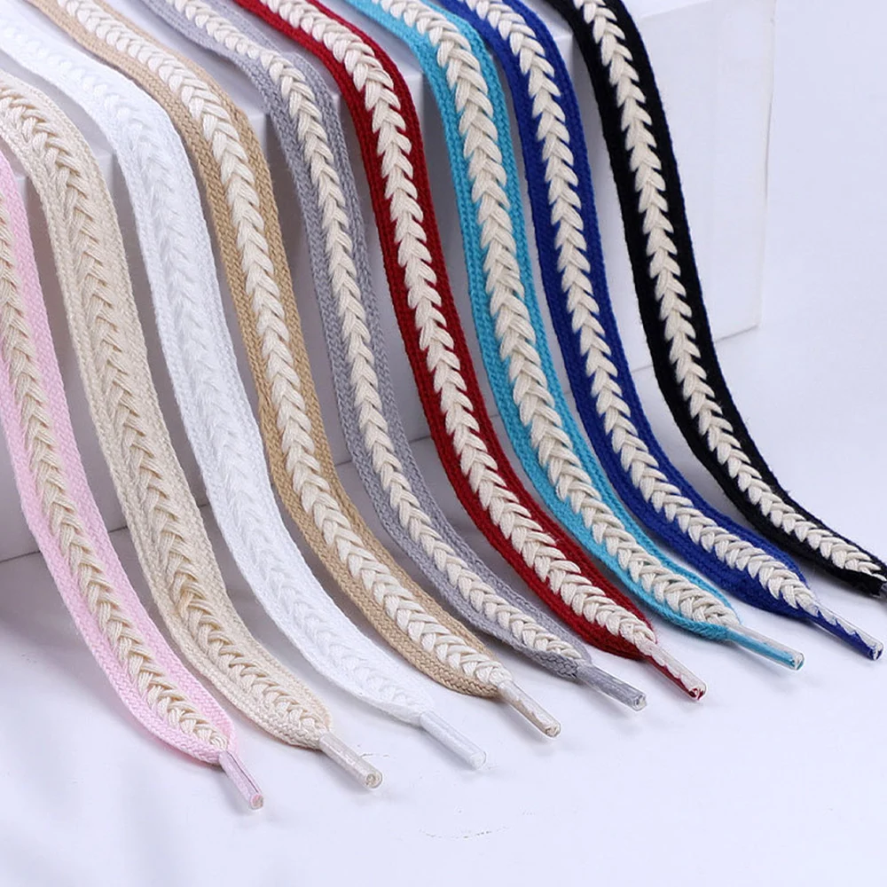 1Pair Colorful Shoelace Replace Canvas Sneakers Rope 140cm Flat Shoe Lace Wheat Ear Weave Shoelaces Classic Shoes Lace Wholesale