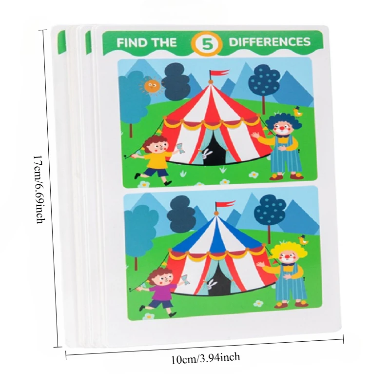 Spot the Difference Cards, Kids Focus Early Educational Toy, Kindergarten Find Difference Board Game