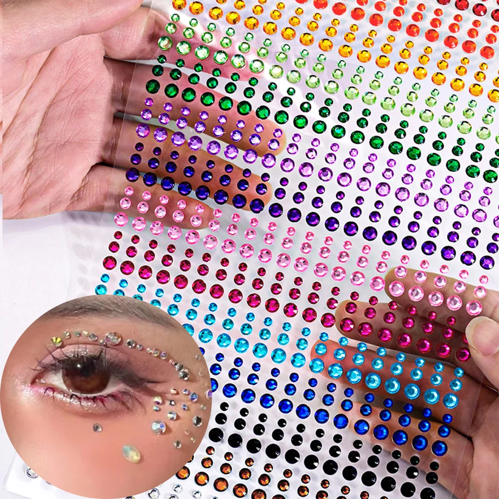 1 stks Gemengde 900/216/162 Regenboog Ronde Gezicht Diamant Sticker 3/4/5mm Glitter Gezicht Kristal DIY Gezicht/Body Nail/Make Up Strass