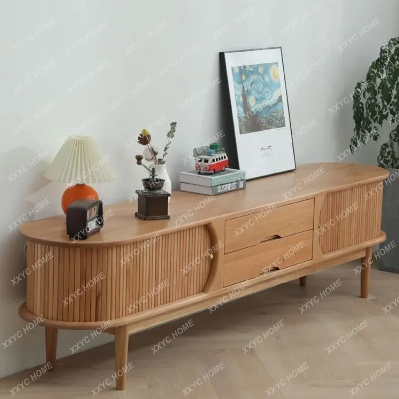 XXFactory Direct  Cherry Wood TV Cabinet Simple Log Modern Wooden Living Room Solid Wood Audio-visual Cabinet