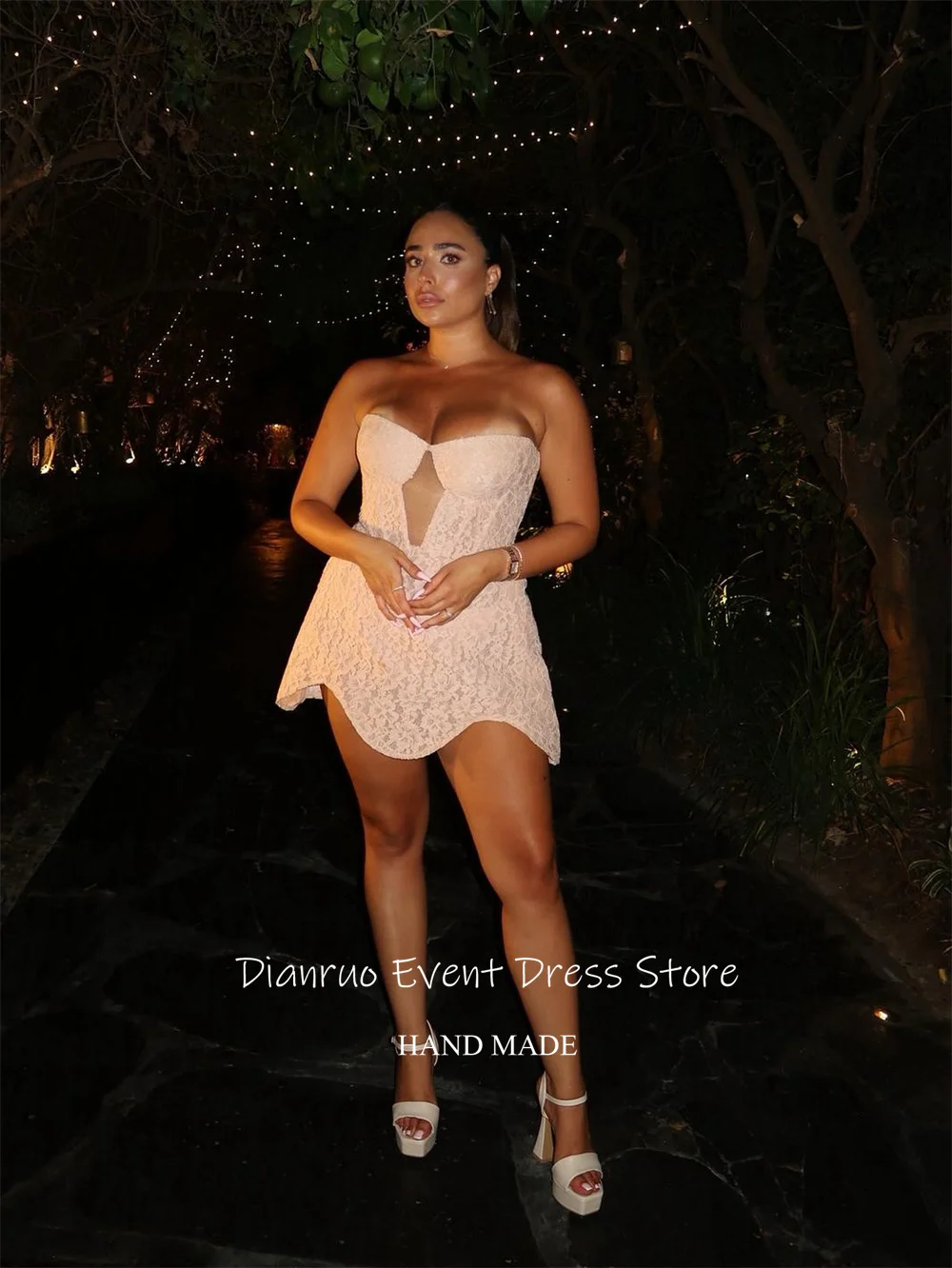 Dianruo A Line уникальные свадебные платья с вырезами, короткие платья Vestidos Novia Bohemio, высококачественные кружевные платья для выпускного вечера по индивидуальному заказу