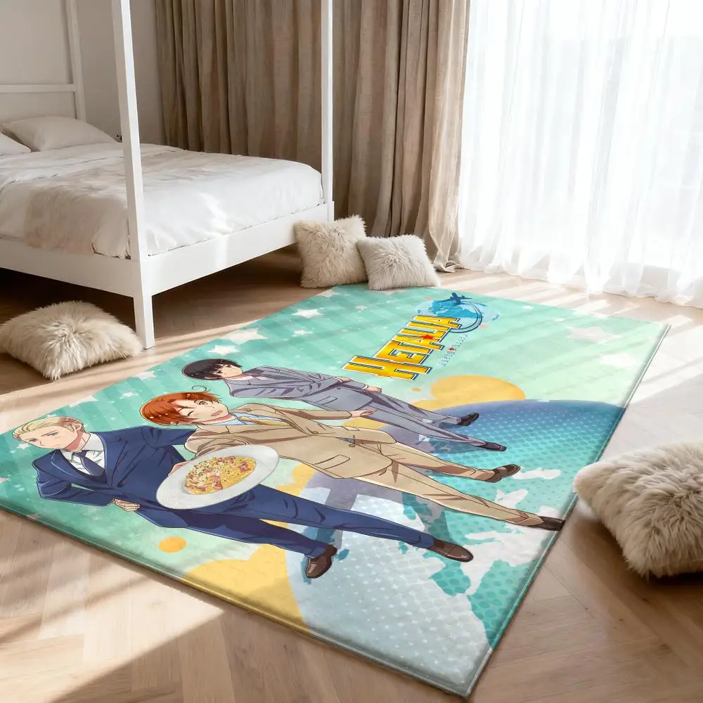 

H-Hetalia World S-Stars Floor Mat Soft Thickened Absorbent Non-Slip Bedroom Living Room Door Mat Home Decor Flannel Rugs