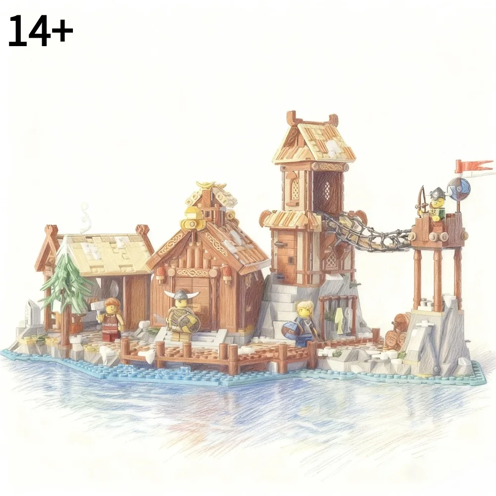 

2026 NEW 2103PCS Viking Village Creative Series Building Blocks 21343 Puzzle Toy for Boys and Girls Christmas Birthday Gift