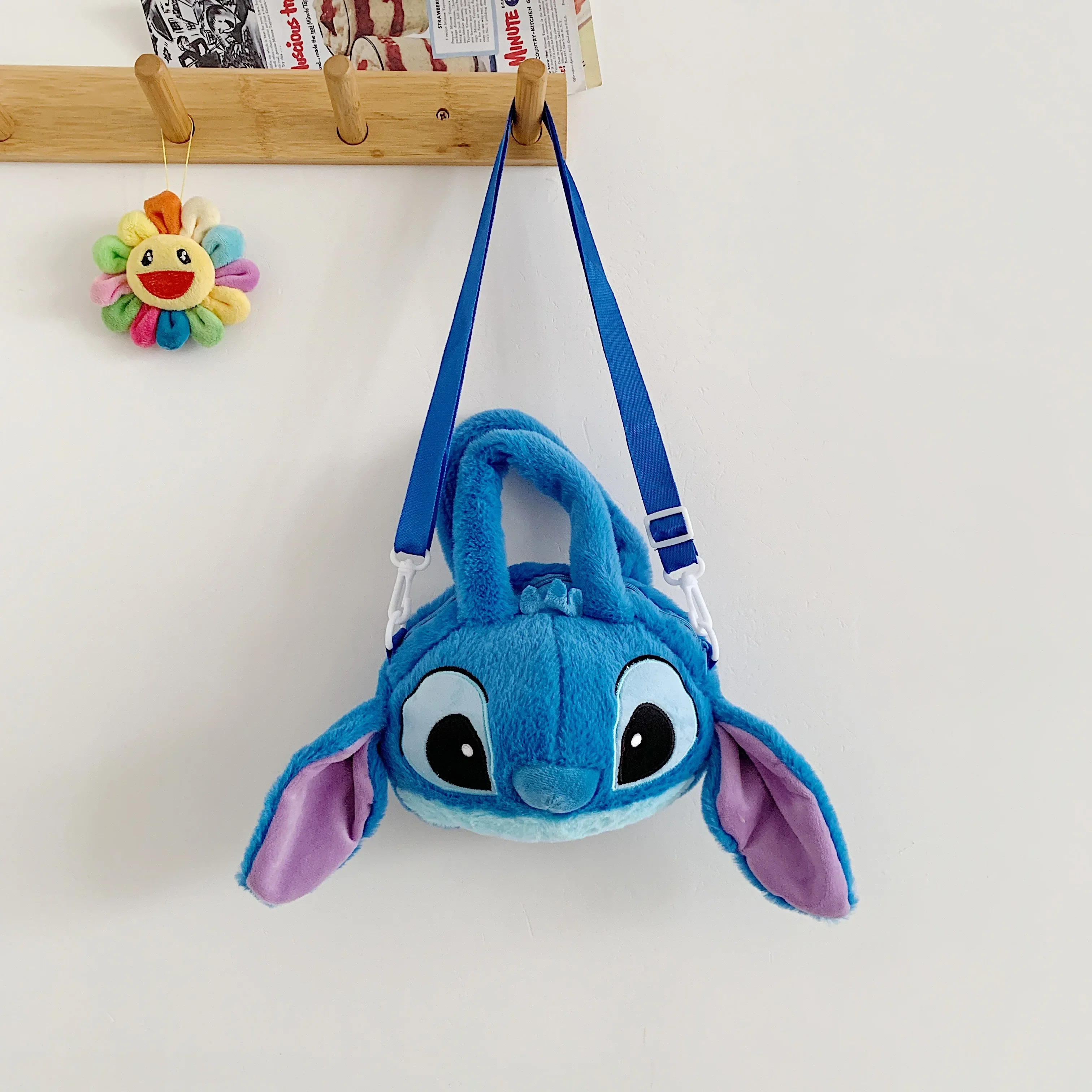 Disney New Lilo & Stitch Plush Toys Kawaii Plush Messenger Bag Girl Handbag Anime Stuffed Toys Children Cartoon Plushie Soft Bag