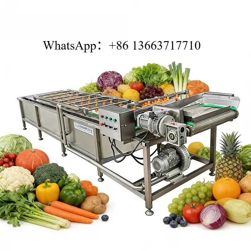 Customized Industrial Bubble Washing Machine For Cabbage Vegetable Fruit Processing Line Cleaning Food Grade Durable Machine