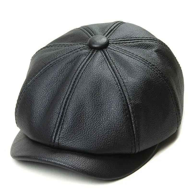 

Шляпа газетчика из натуральной коровьей кожи XXL 62 см, восьмиугольный берет для мужчин и женщин с большой головой, британская модная кепка из воловьей кожи