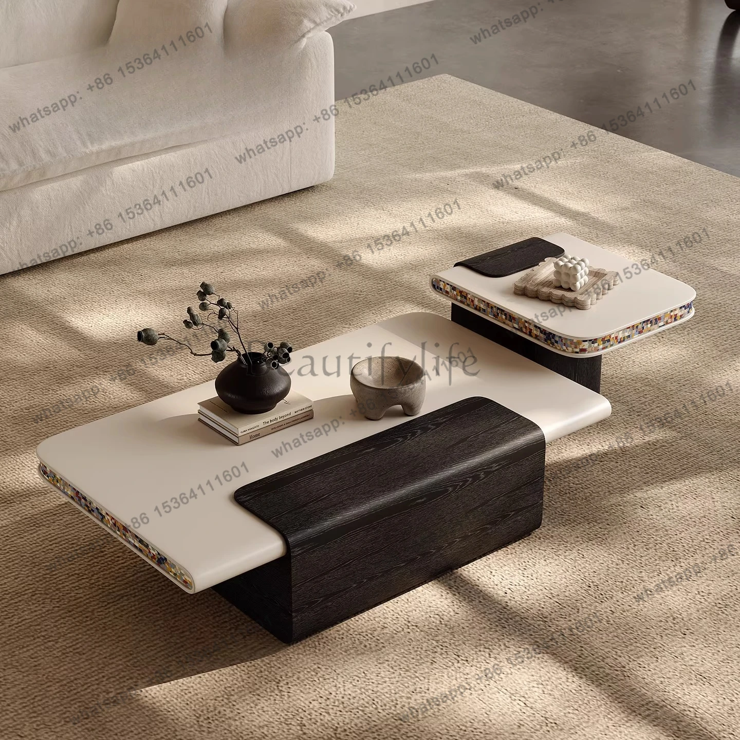 

Modern simple coffee table combination Italian light luxury living room home coffee table