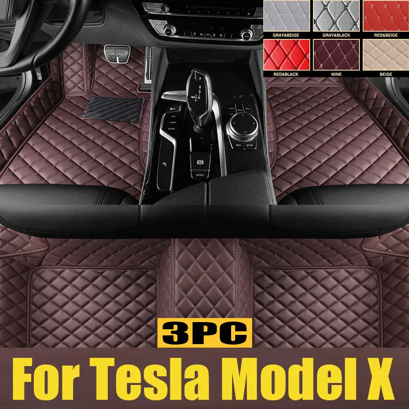 

Car Floor Mats For Tesla Model X 2016~2022 6 seat Second Row No Handrails Anti-dirt pad Interior Parts floor Pad Car trunk mat