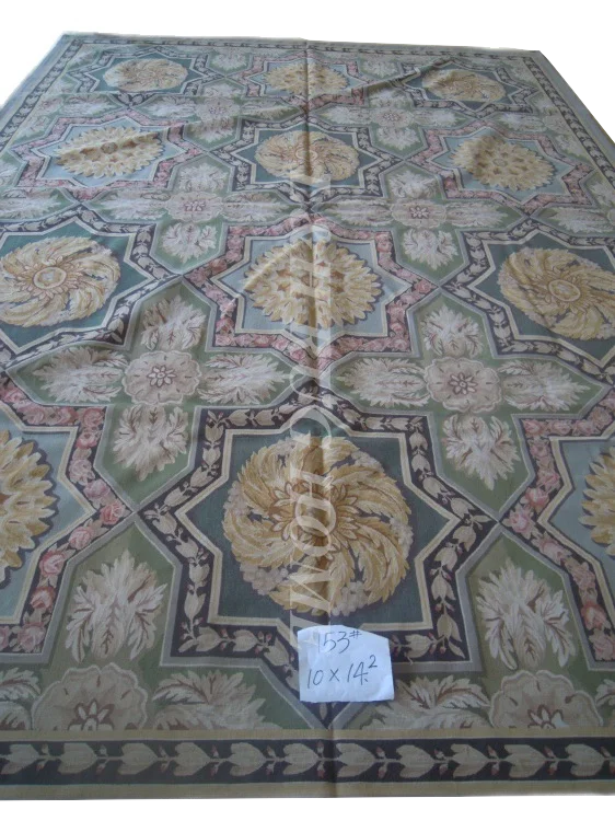 

Free shipping 10'x14.2' French Aubusson rugs Beige and madellian French style rugs Floral design