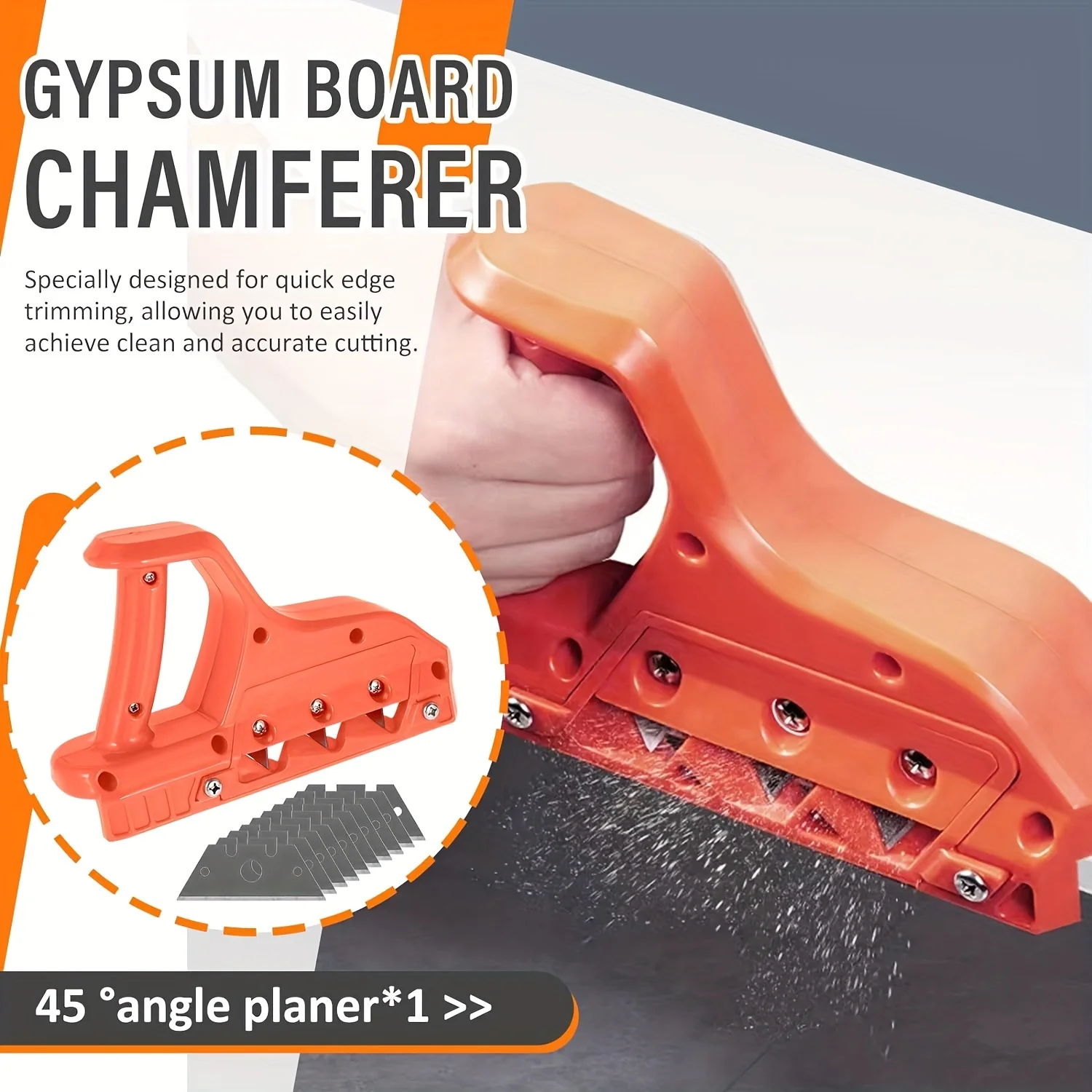 Precise 45°/60° Gypsum Board Chamferer,Plasterboard Fast Cutter Blade 10pcs Plastic Plasterboard Edger Drywall Edge Hand Cutting