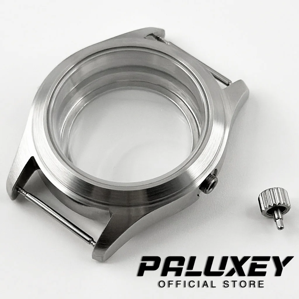 حافظة ساعة من الكريستال الياقوت الفضي ، موضة الأعمال ، حزام جلدي ، تناسبها NH34 ، NH35 ، NH36 ، NH38 ، PT5000 ، ETA2824 ، 36 ، 39