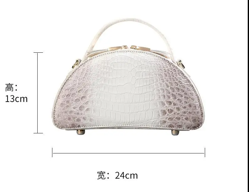 2024 Luxury Crocodile Leather Himalayan White Crossbody Bag For Women\'s Genuine Leather Half Round Saddle Bag Fashion Handbag 45