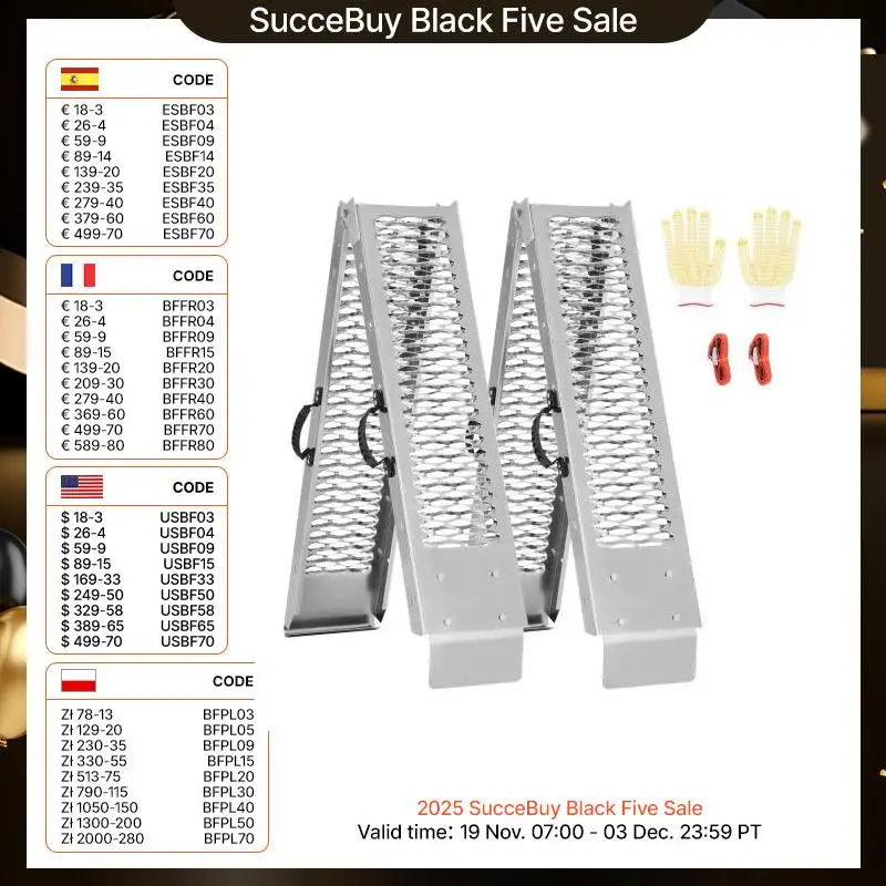 VEVOR Aluminium-Rampen 2-teilige Hochleistungsrampen Verladerrampe (453 kg belastbar) mit breiterer Rampenoberfläche, universelle stabile Laderampe mit Griffen, für ATV UTV Motorrad Elektrofahrrad