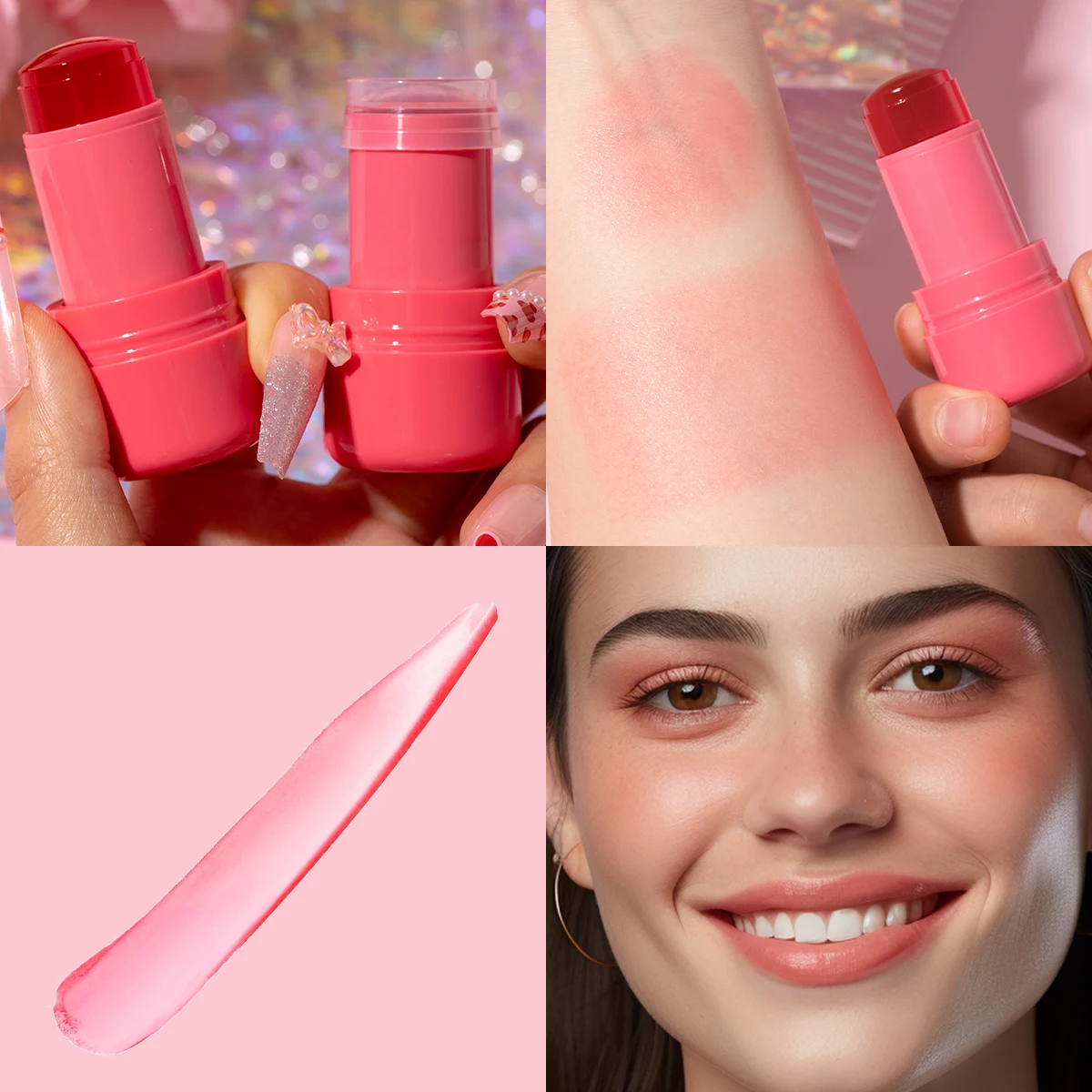 Jelly Lip Stain Hot Pink Multi-Use Waterproof Highly Pigmented Lightweight Blusher Cooling Water Jelly Tints New Maquiller