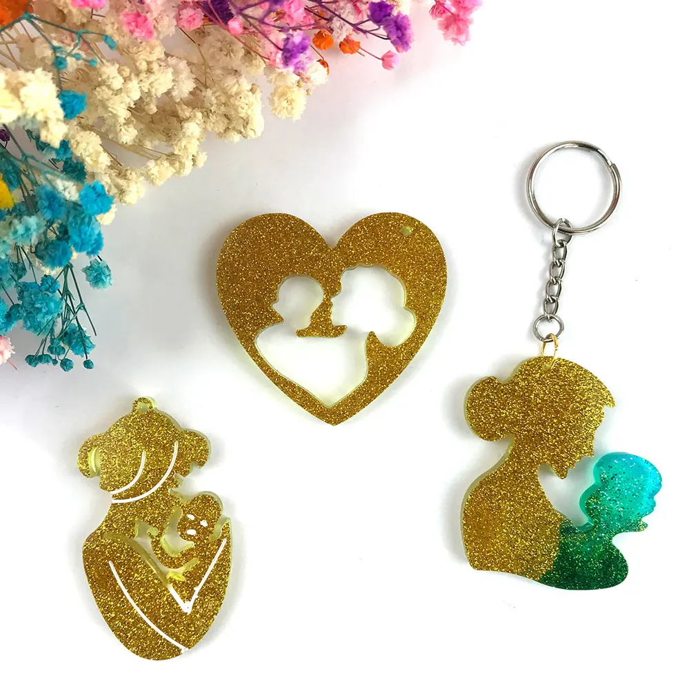 

3pcs Shaped Silicone Keychain Mold for DIY Diy Key Ring Mold Pendant Hanging Decor Mother's Day Gift Jewelry Accessories