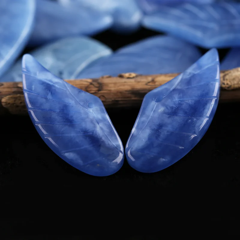 B&F Earrings Bead Blue Onyx- Wing Earrings Natural Stone jewelry accessories Handmade Jewerly