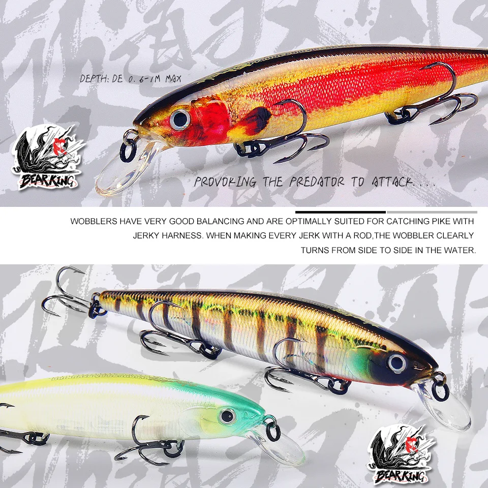 M115 Bearking 11.5cm 16g Hot Professional Quality Fishing Lure,Wobblers Minnow Crank Crank Bait Excellent Painting view 4