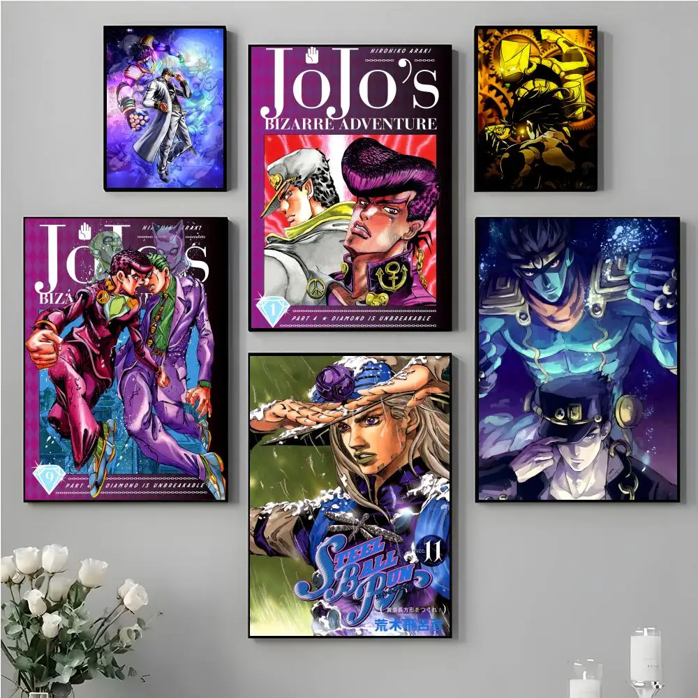 J_JoJo'S Cool B_Bizarre Painting Calligraphy High Quality Canvas Poster Wall Art For Office Restaurant Home Decoration Set