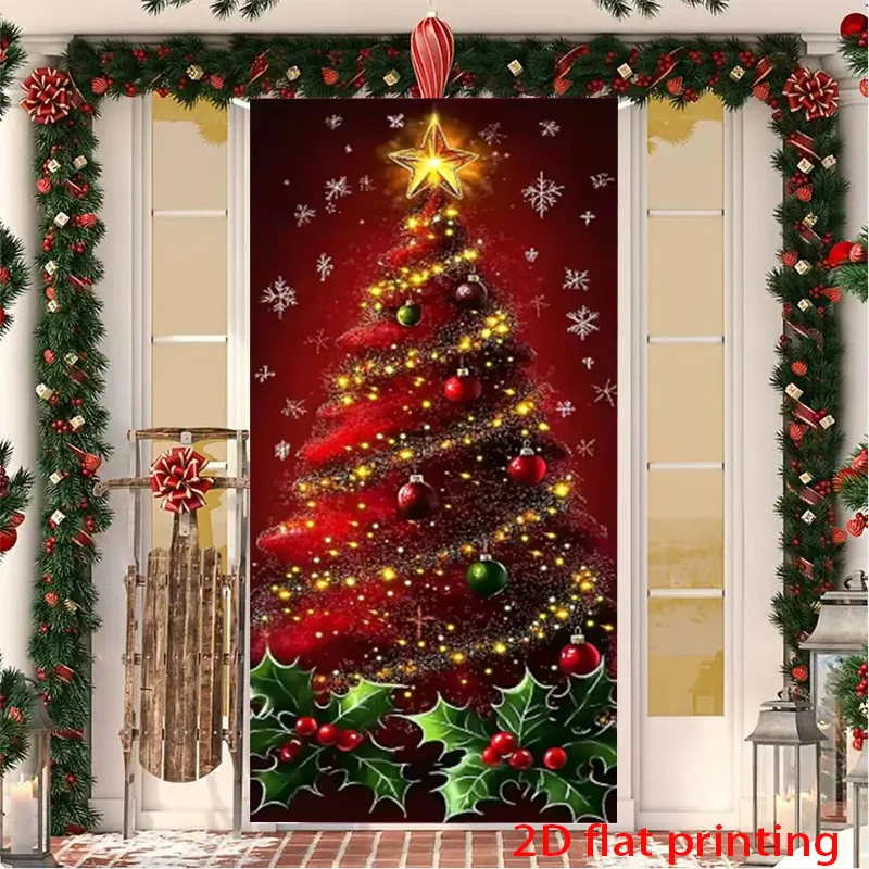 2D-Türbanner, strapazierfähiges Polyestergewebe, perfekter Hintergrund für Weihnachtsfeiern und Türdekoration