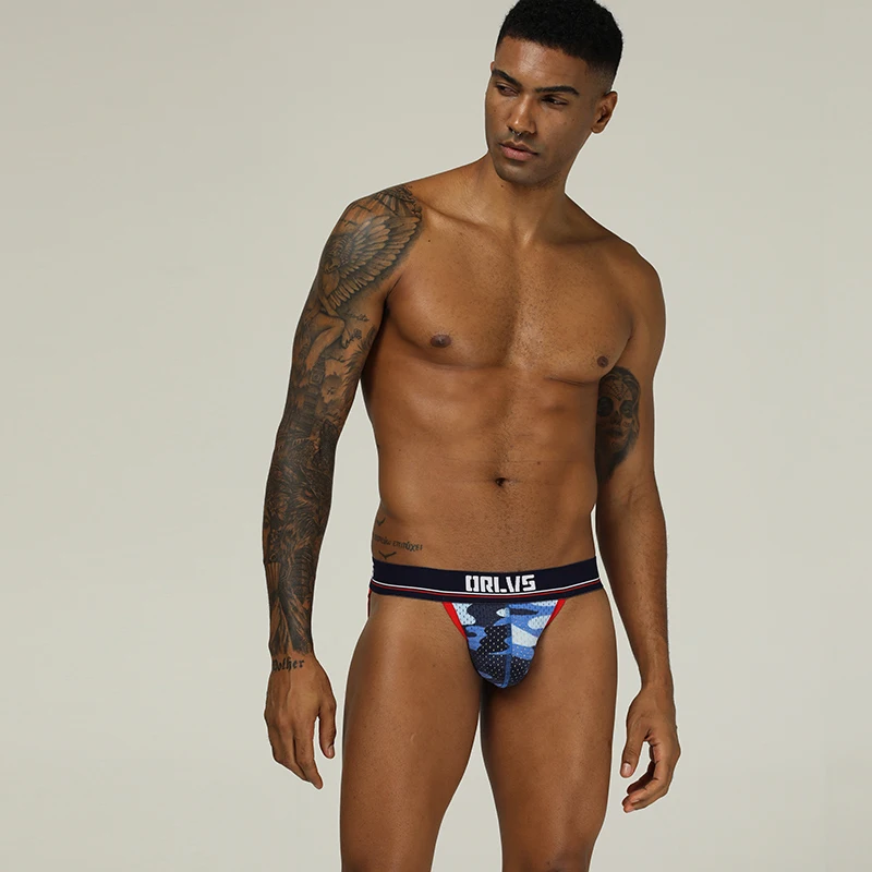 Sexy Men's Jockstrap mesh Breathable Panties, Bulge Pouch thong, Hollow Out Exposed Butt Bikini Underpants Erotic underwear