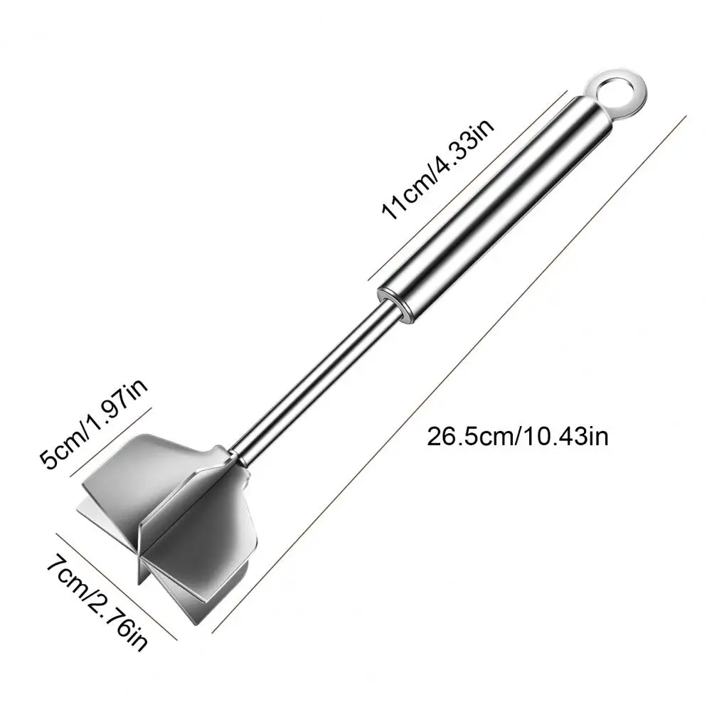 Stainless Steel Meat Masher Heavy Duty Stainless Steel Meat Chopper Tool with 6-blade Head Ground Beef Masher Hamburger for Meal