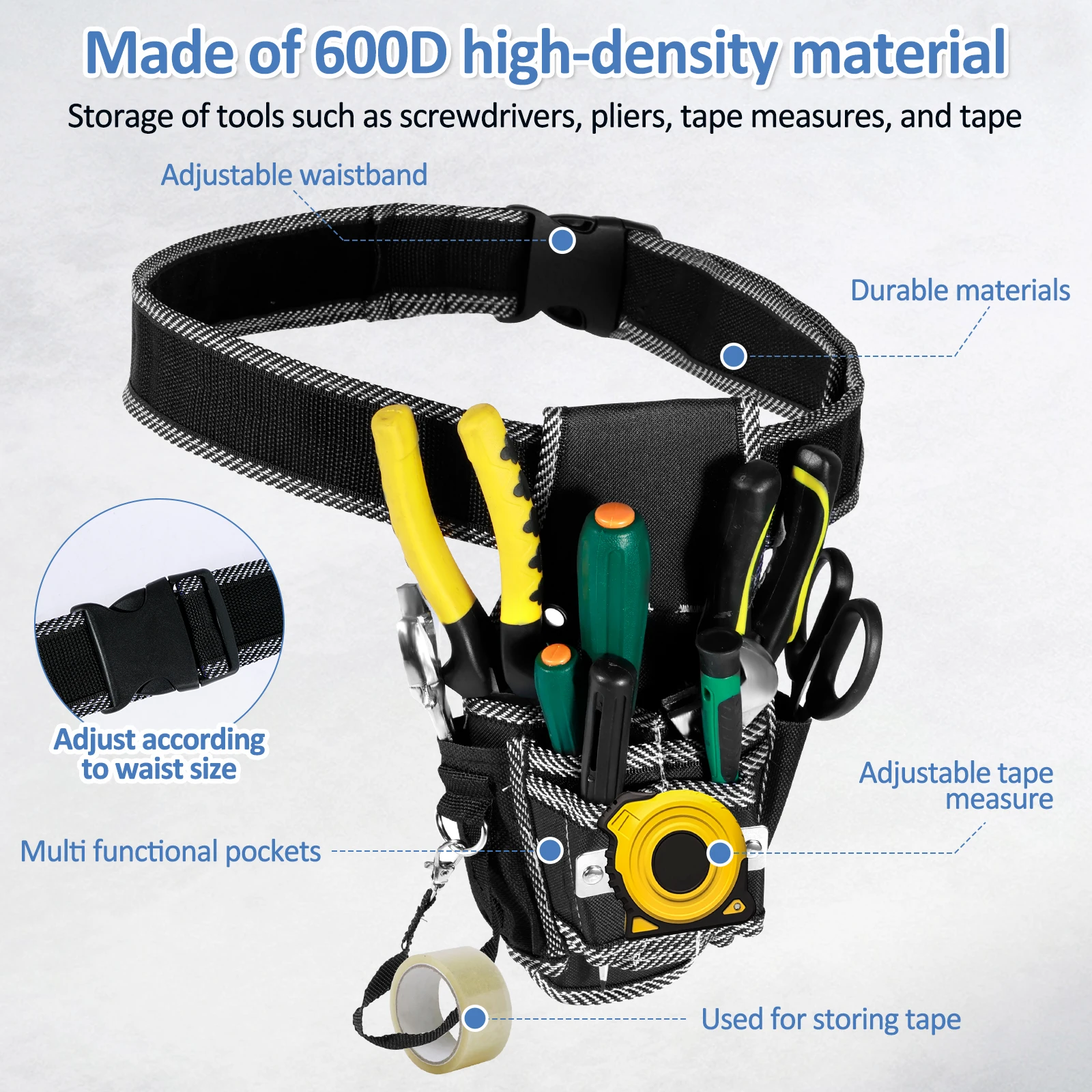 Waist Tools Bag Multi-functional Waterproof Drill Holster Waist Tool Belt Portable Tool Pouch Bag for Wrench Hammer Screwdriver