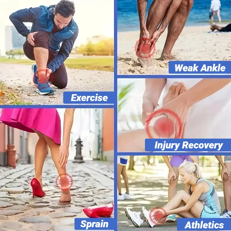 2Pcs Fitness Sports Ankle Brace Adjustable Compression Support Tendon Pain Relief Strap Foot Sprain Injury Wrap Elastic Heel image 2