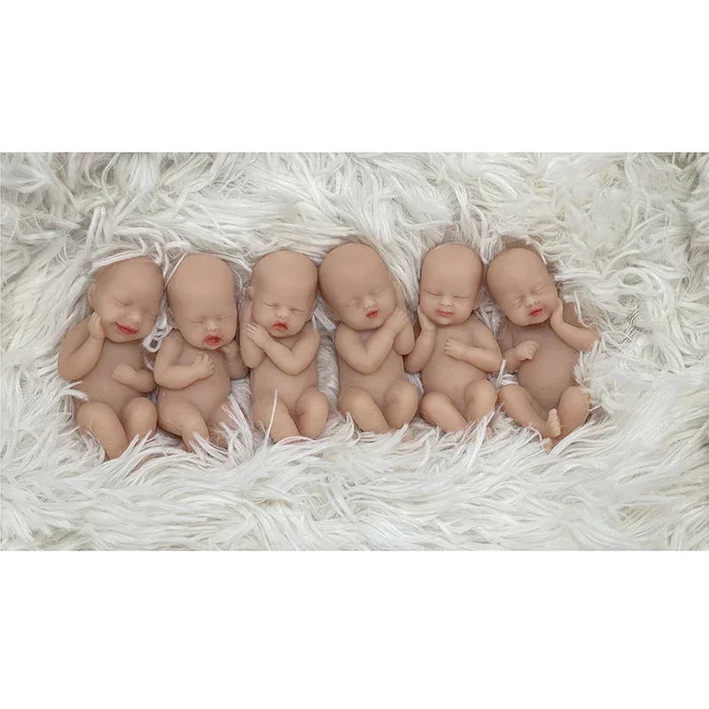 6 sztuk/zestaw 3 Cal Reborn Baby całe ciało silikonowe lalki Reborn Doll bardzo miękkie w dotyku antystresowe lalki