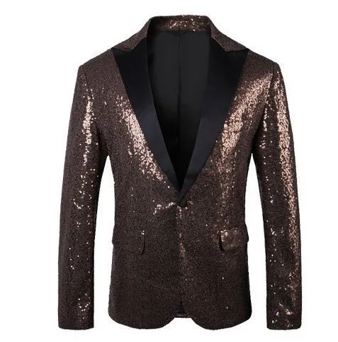

Performance Gold Sequined Suit Suit Nightclub Men's Clothing Host Studio Jacket