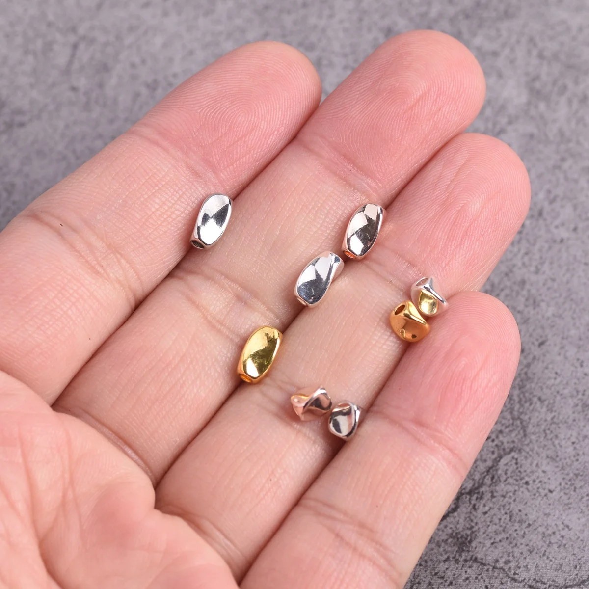 20pcs 5x5mm 5x8mm Twist Triangle Tube Gold/Silver Color Brass Metal Loose Beads For Jewelry Making DIY Crafts Findings