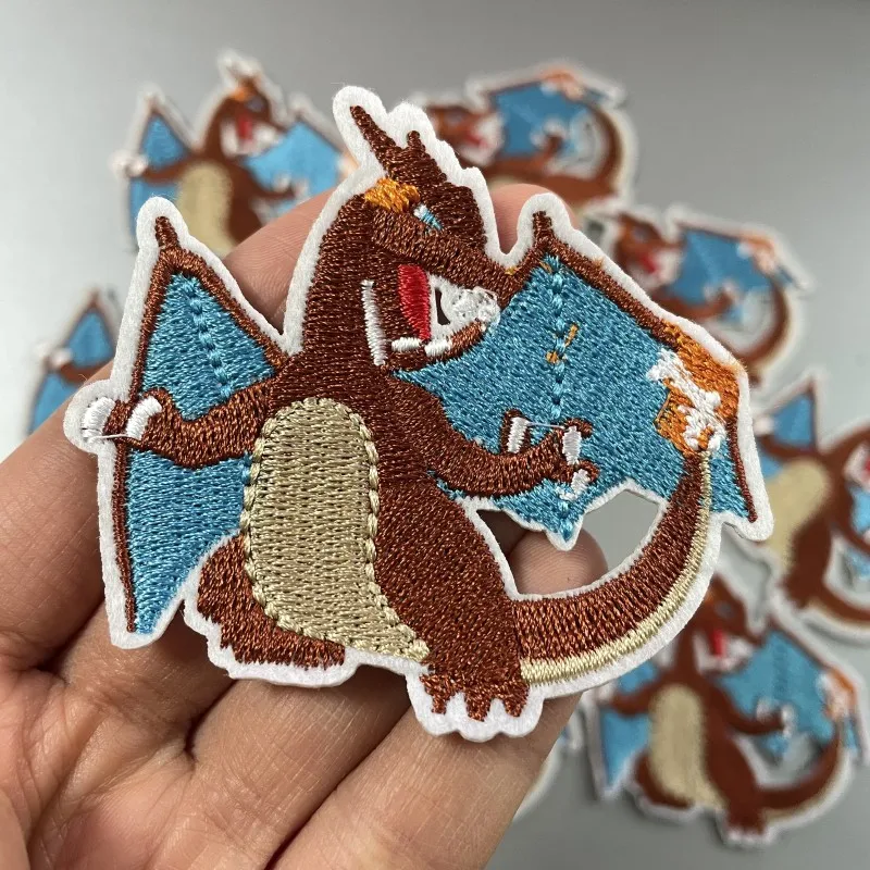 New Pokemon Pikachu Charizard Anime Game Fusible Patch for Clothing Embroidery Patch on Clothes DIY Jackets Pants Bag Accessorie